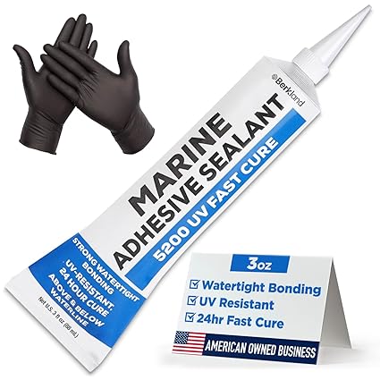 Berkland 10oz Marine Adhesive Sealant 5200 Fast Cure (White) - Permanent, Watertight Bonding and Sealing - UV Resistant, Above & Below Waterline - Compare to 05203 and 06520 FCM