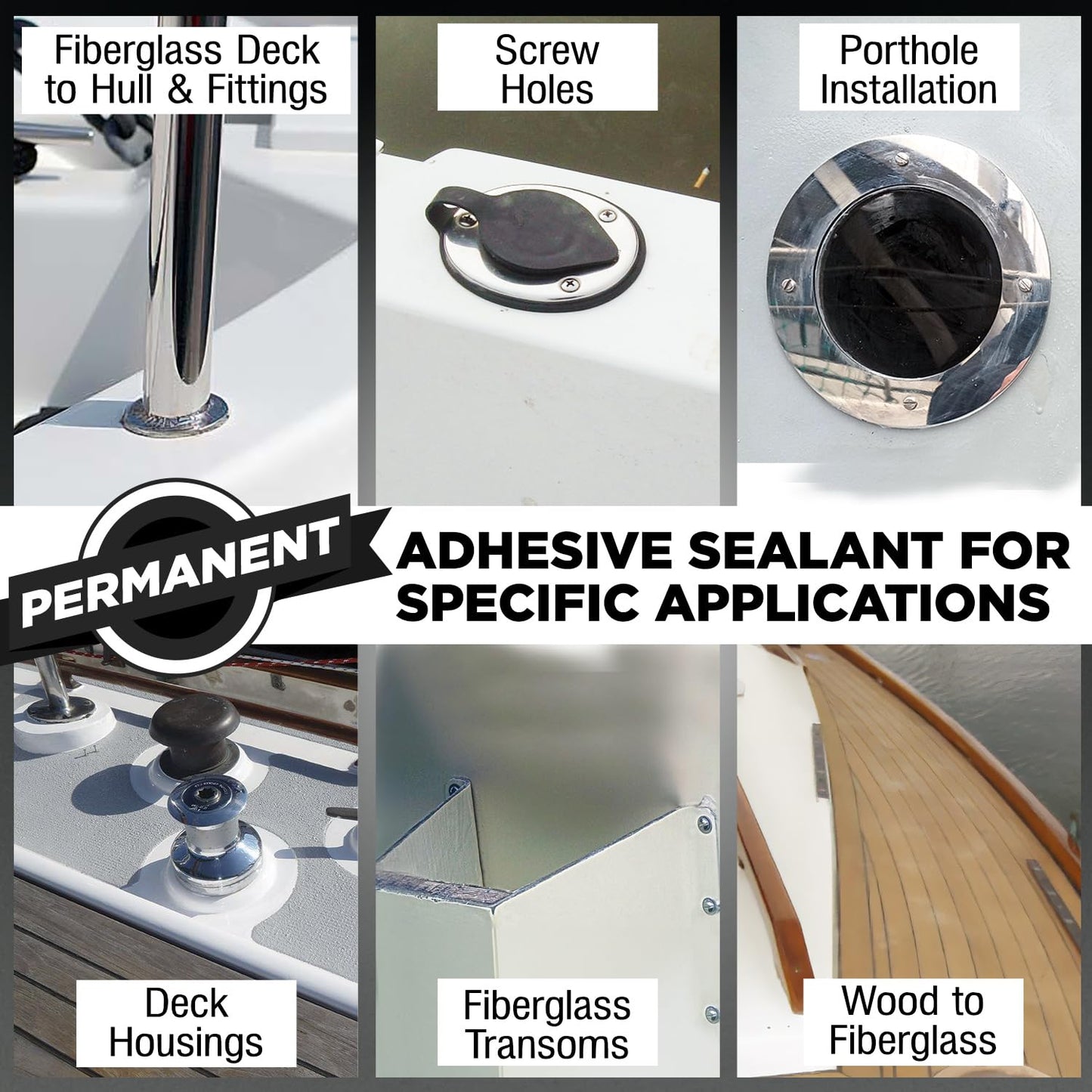 10 oz Marine Adhesive Sealant 5200 Fast Cure (Black) - Permanent, Watertight Bonding and Sealing - UV Resistant, Above & Below Waterline - Compare to 05203 and 06520 FC M - by Berkland