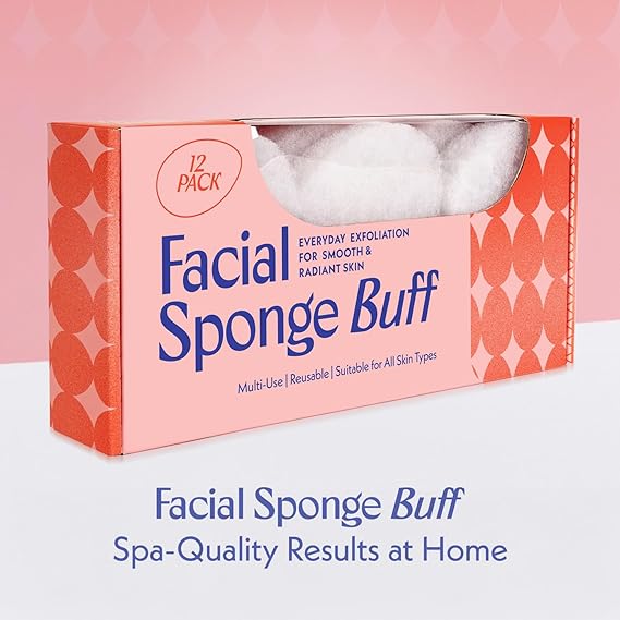 Berkland Regular Exfoliating Facial Sponge for Face - Daily Cleansing Face Scrubber - Exfoliating Pads - Puf for Removing Makeup, Dirt, and Dead Skin - Reusable Face Pads Buf Dirt Away