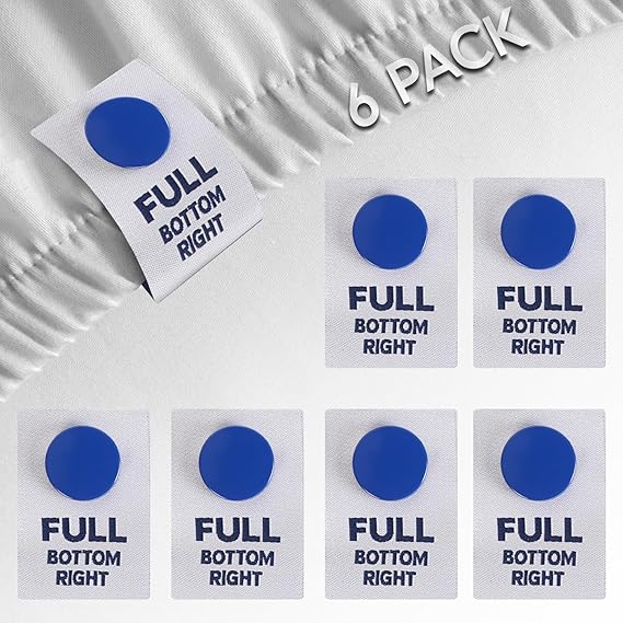 Berkland SheetSnaps Bed Sheet Corner Labels – Know Which Way The Sheets Go for Easy Bed Making – 6pk- Color-Coded, Snap-On Tags for Size Identification – Laundry Hack, Machine Washable Sheet Organizer