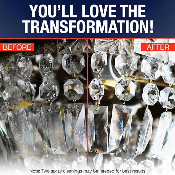 Berkland Chandelier Cleaner Drip Dry Spray - No Wipe Formula for Effortless, Streak-Free Shine on Crystal, Glass & Brass - Sprays up to 25 feet! Biodegradable, Non-Toxic & Time-Saving, 32 oz - Made in USA