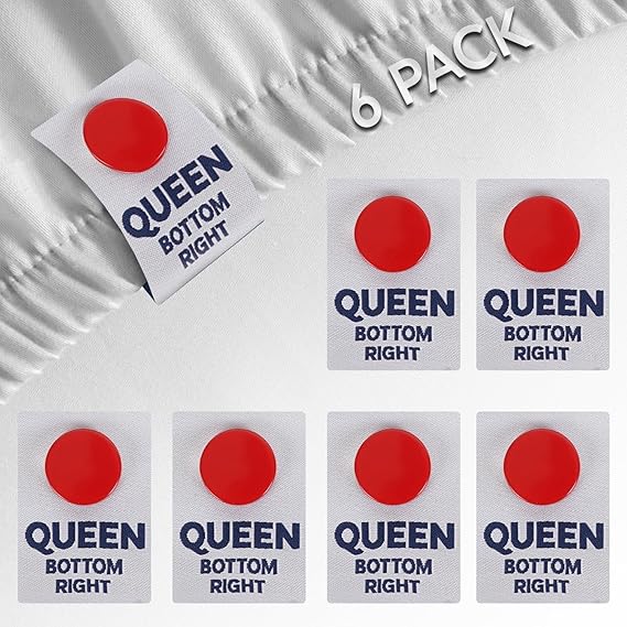 Berkland SheetSnaps Bed Sheet Corner Labels – Know Which Way The Sheets Go for Easy Bed Making – 6pk- Color-Coded, Snap-On Tags for Size Identification – Laundry Hack, Machine Washable Sheet Organizer
