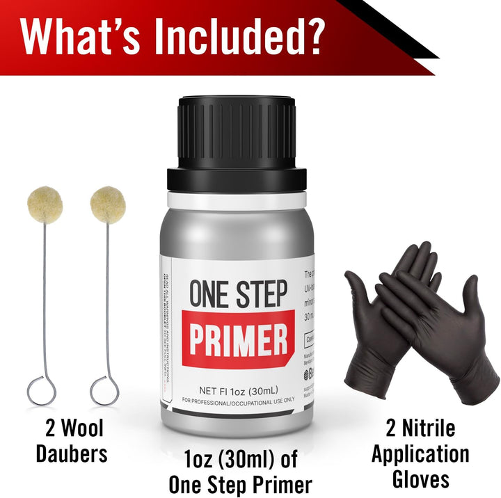 Berkland One Step Primer for Windshield Replacement | UV Resistant, Fast Drying, No Activator Needed | 30 mL with Daubers &amp; Gloves