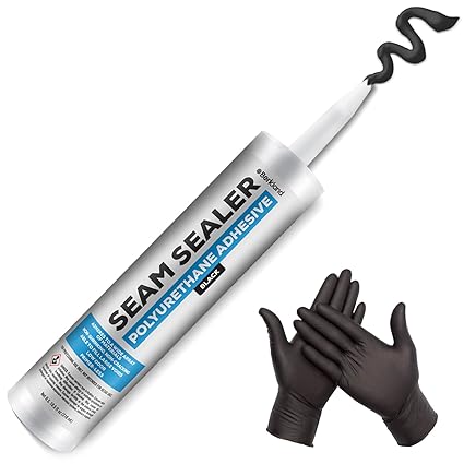 Berkland Black Polyurethane Seam Sealer Automotive Compound Kit - Durable &amp; Flexible Auto Body Filler - Seam &amp; Joint Compound for Bare, Primed or Painted Surfaces - Automotive Seam Sealer [Black]
