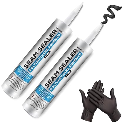 Berkland Black Polyurethane Seam Sealer Automotive Compound Kit - Durable &amp; Flexible Auto Body Filler - Seam &amp; Joint Compound for Bare, Primed or Painted Surfaces - Automotive Seam Sealer [Black]