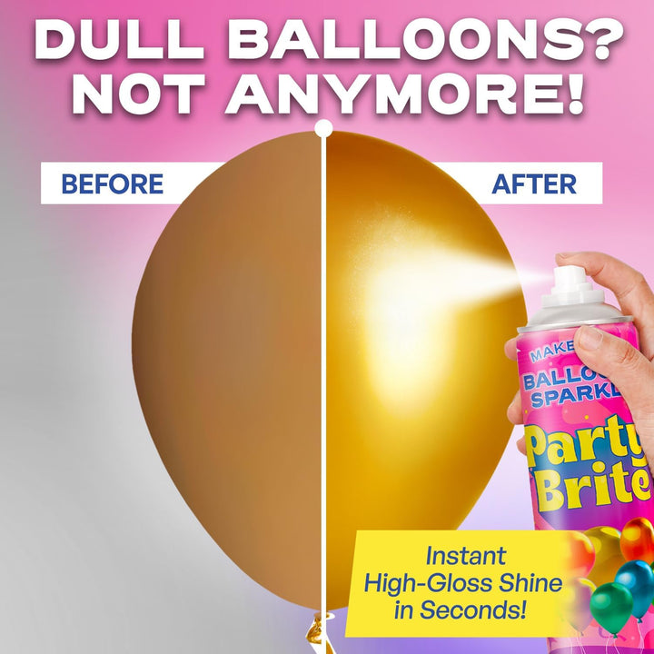 Berkland [2-Pack] XL Party Brite Balloon Shine Spray – Instant, Long-Lasting Gloss for Latex Balloons – Dropcloth Included, No-Wipe, Mess-Free, Water-Resistant, Silicone-Based Aerosol for Stunning Party Decor