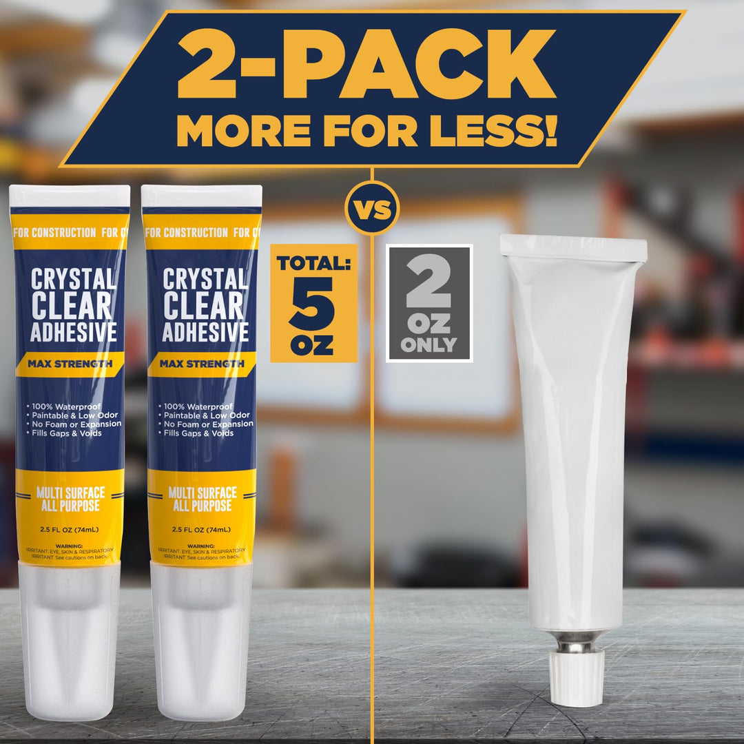 Berkland Construction Adhesive Max Strength, Crystal Clear Fast-Drying, Waterproof Super Glue &amp; Sealer for Berkland Durable Bonds, for Home &amp; Garden DIY Repairs on Wood, Tile, Metal, Concrete &amp; More 2.5 oz