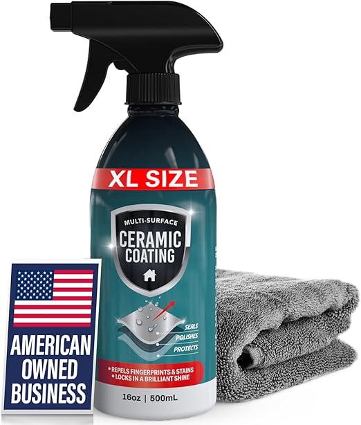 Berkland 16oz Home Ceramic Coating Spray Kit - Shine, Seal &amp; Protect Kitchen &amp; Bath Surfaces - Repels Stains, Smudges, Water Spots on Appliances, Countertops &amp; Most Hard Surface in Your Life - It Works to Seal