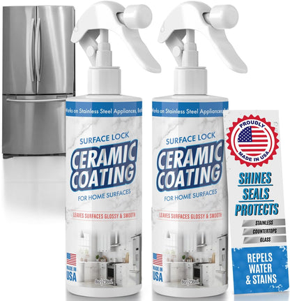 Berkland Ceramic Coating Spray - Prevents Fingerprints on Stainless Steel, Countertops & Glass - Made in USA - 8 fl oz Bottle