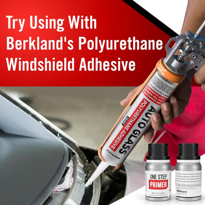 Berkland One Step Primer for Windshield Replacement | UV Resistant, Fast Drying, No Activator Needed | 30 mL with Daubers & Gloves