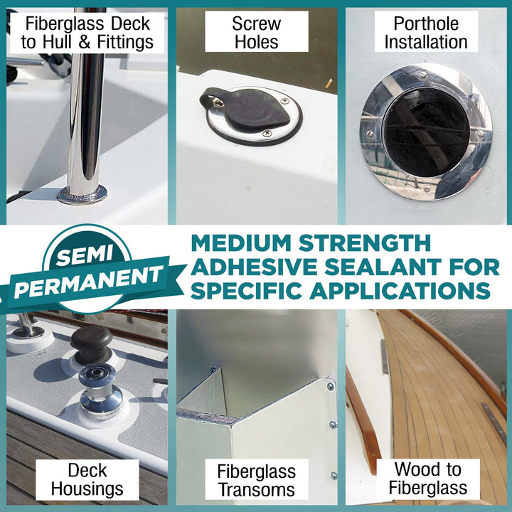 Berkland 10oz Marine Adhesive Sealant 4000/4200 - Fast Cure UV (White) - Semi-Permanent, Flexible Bonding - UV Resistant for Above &amp; Below Waterline Use