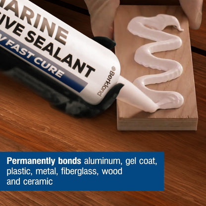 Berkland 10oz Marine Adhesive Sealant 5200 Fast Cure (White) - Permanent, Watertight Bonding and Sealing - UV Resistant, Above & Below Waterline - Compare to 05203 and 06520 FCM