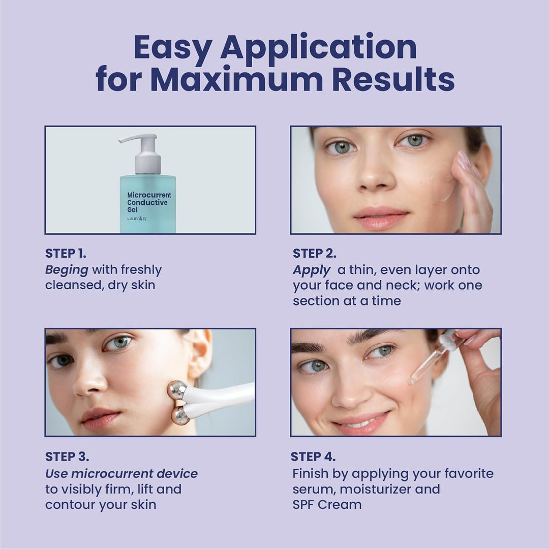 Conductive Gel for Microcurrent Devices - Collagen Peptides &amp; Hyaluronic Acid Boost Skin Radiance - Locks in Moisture for 24 Hours