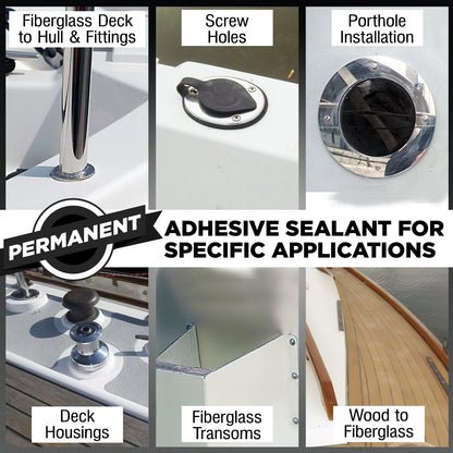10 oz Marine Adhesive Sealant 5200 Fast Cure (Black) - Permanent, Watertight Bonding and Sealing - UV Resistant, Above & Below Waterline - Compare to 05203 and 06520 FC M - by Berkland