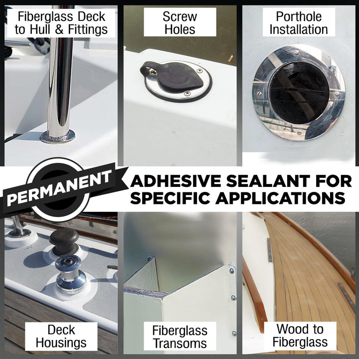 10 oz Marine Adhesive Sealant 5200 Fast Cure (Black) - Permanent, Watertight Bonding and Sealing - UV Resistant, Above &amp; Below Waterline - Compare to 05203 and 06520 FC M - by Berkland