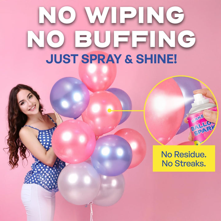 Berkland [2-Pack] XL Party Brite Balloon Shine Spray – Instant, Long-Lasting Gloss for Latex Balloons – Dropcloth Included, No-Wipe, Mess-Free, Water-Resistant, Silicone-Based Aerosol for Stunning Party Decor