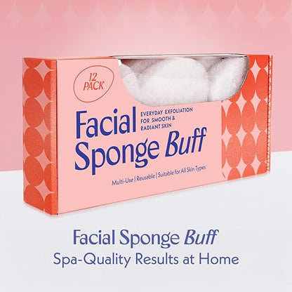 Berkland Regular Exfoliating Facial Sponge for Face - Daily Cleansing Face Scrubber - Exfoliating Pads - Puf for Removing Makeup, Dirt, and Dead Skin - Reusable Face Pads Buf Dirt Away