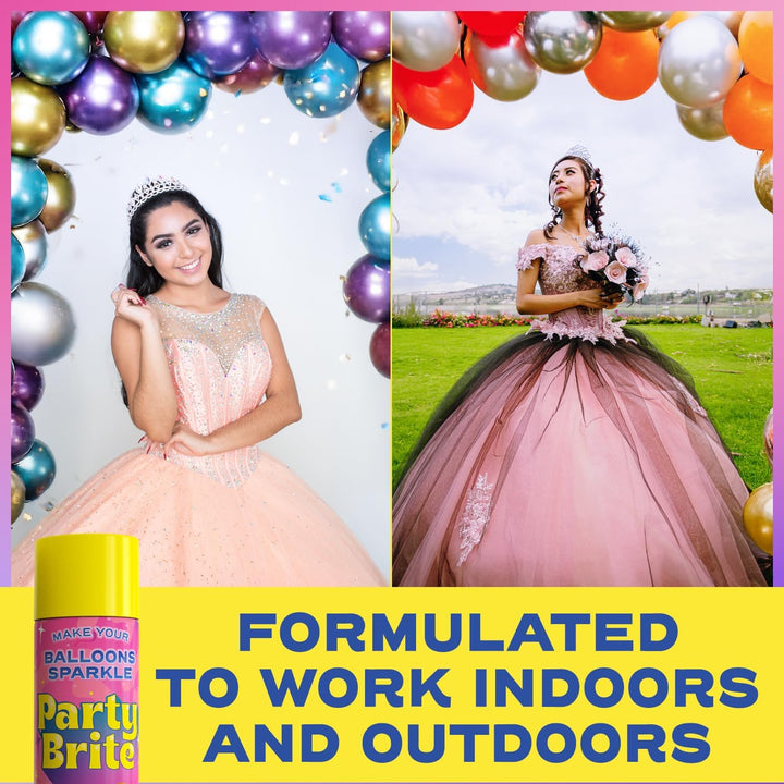 Berkland [2-Pack] XL Party Brite Balloon Shine Spray – Instant, Long-Lasting Gloss for Latex Balloons – Dropcloth Included, No-Wipe, Mess-Free, Water-Resistant, Silicone-Based Aerosol for Stunning Party Decor