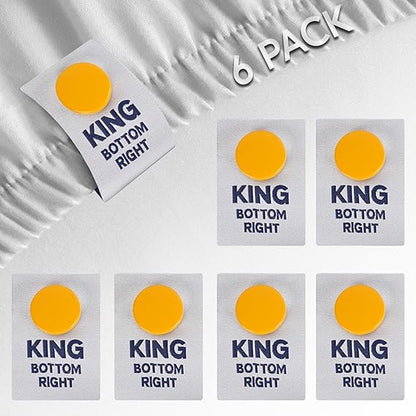Berkland SheetSnaps Bed Sheet Corner Labels – Know Which Way The Sheets Go for Easy Bed Making – 6pk- Color-Coded, Snap-On Tags for Size Identification – Laundry Hack, Machine Washable Sheet Organizer