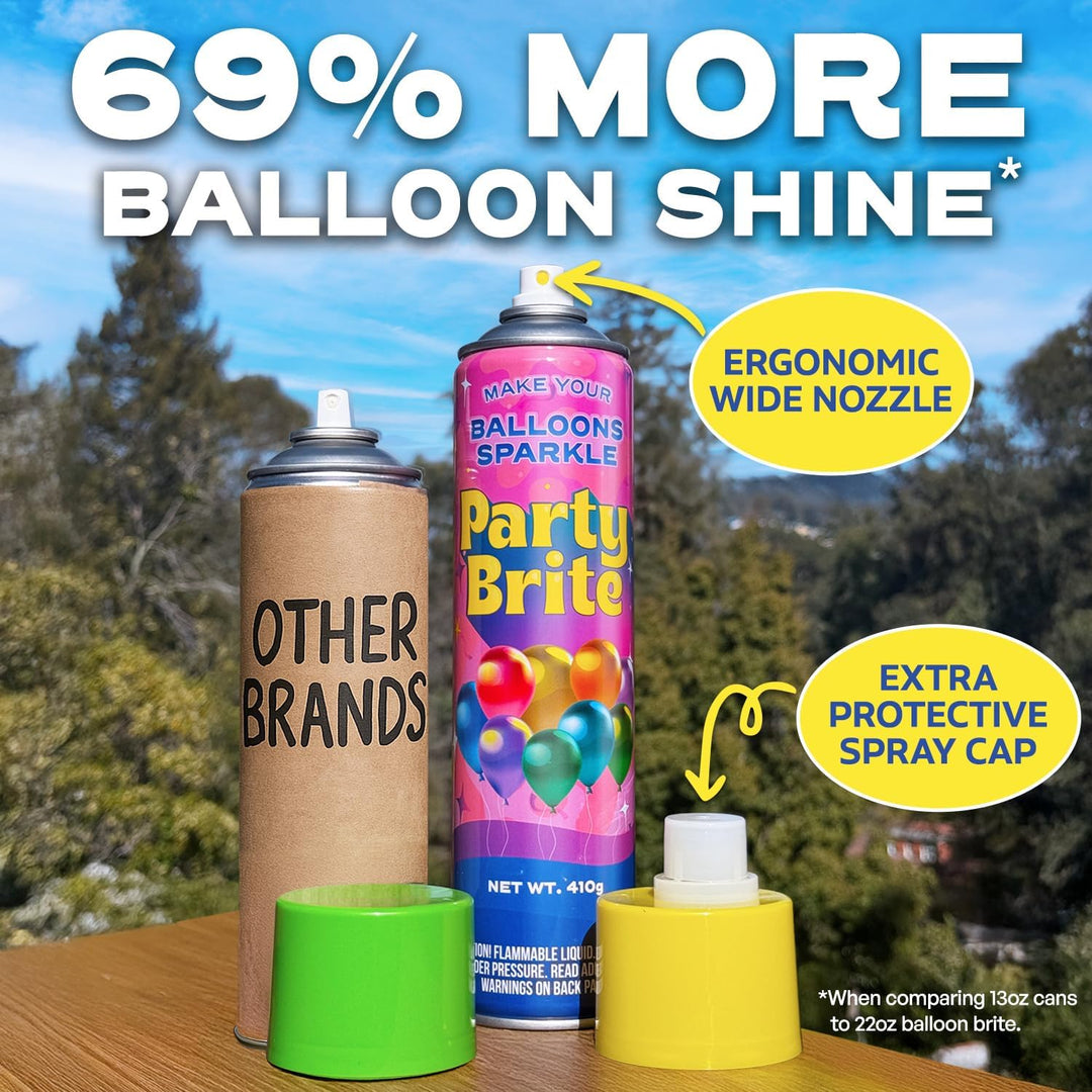 Berkland [2-Pack] XL Party Brite Balloon Shine Spray – Instant, Long-Lasting Gloss for Latex Balloons – Dropcloth Included, No-Wipe, Mess-Free, Water-Resistant, Silicone-Based Aerosol for Stunning Party Decor
