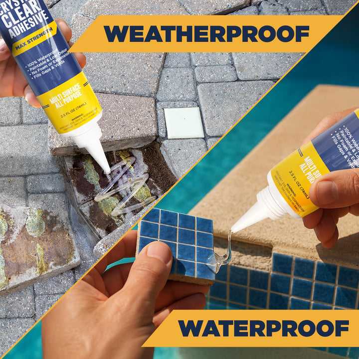 Berkland Construction Adhesive Max Strength, Crystal Clear Fast-Drying, Waterproof Super Glue &amp; Sealer for Berkland Durable Bonds, for Home &amp; Garden DIY Repairs on Wood, Tile, Metal, Concrete &amp; More 2.5 oz