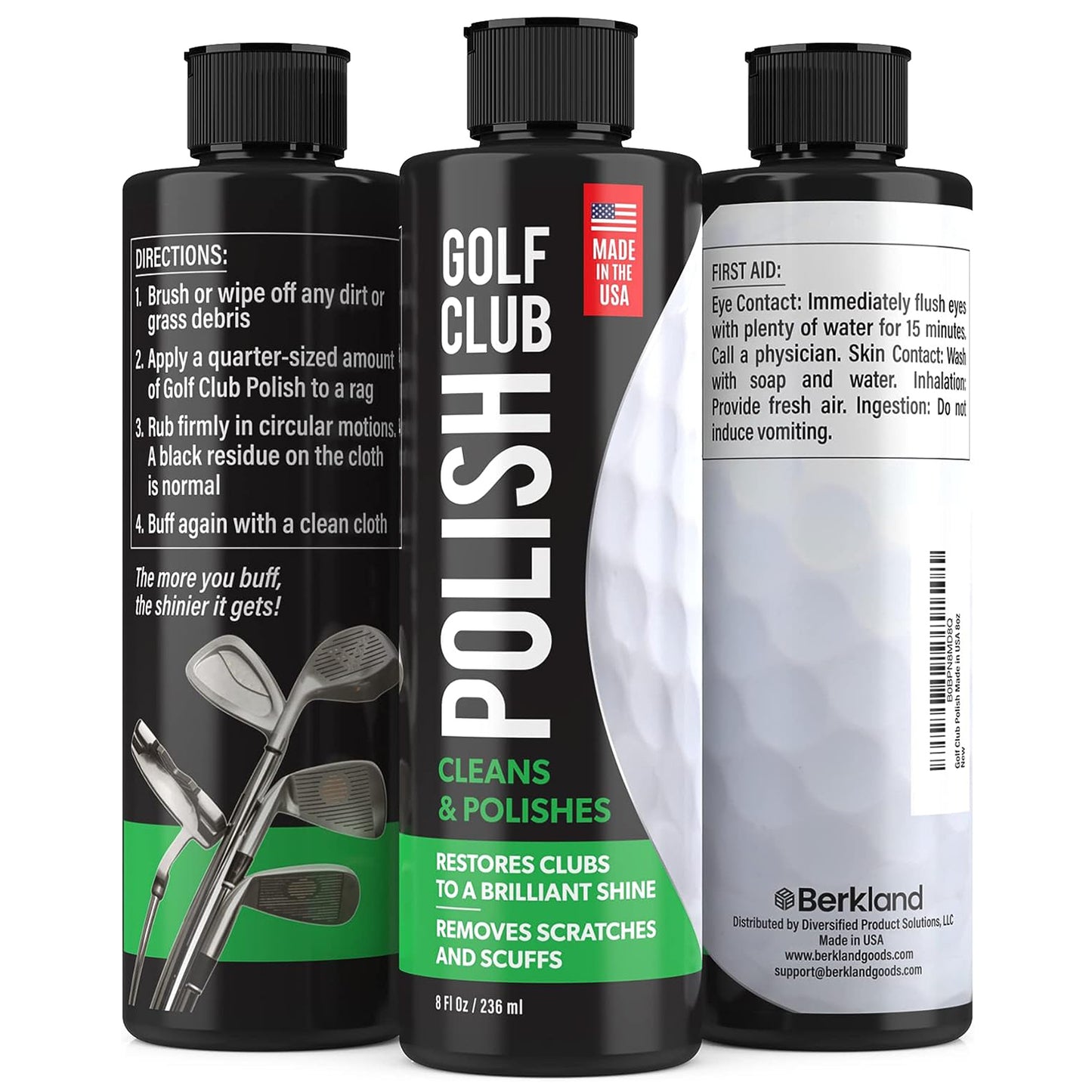 Berkland Golf Club Polish & Scratch Remover - Made in USA | Instant Cleaner & Polishing Kit - 8oz Cream Compound