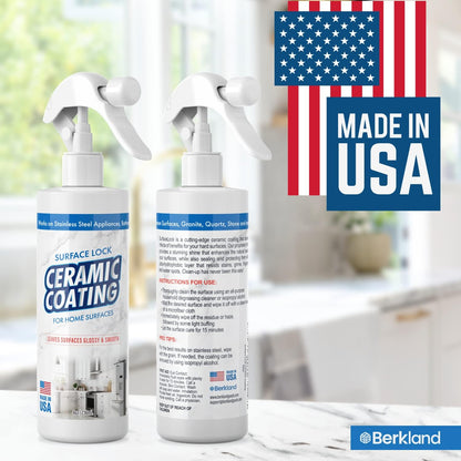 Berkland Ceramic Coating Spray - Prevents Fingerprints on Stainless Steel, Countertops & Glass - Made in USA - 8 fl oz Bottle