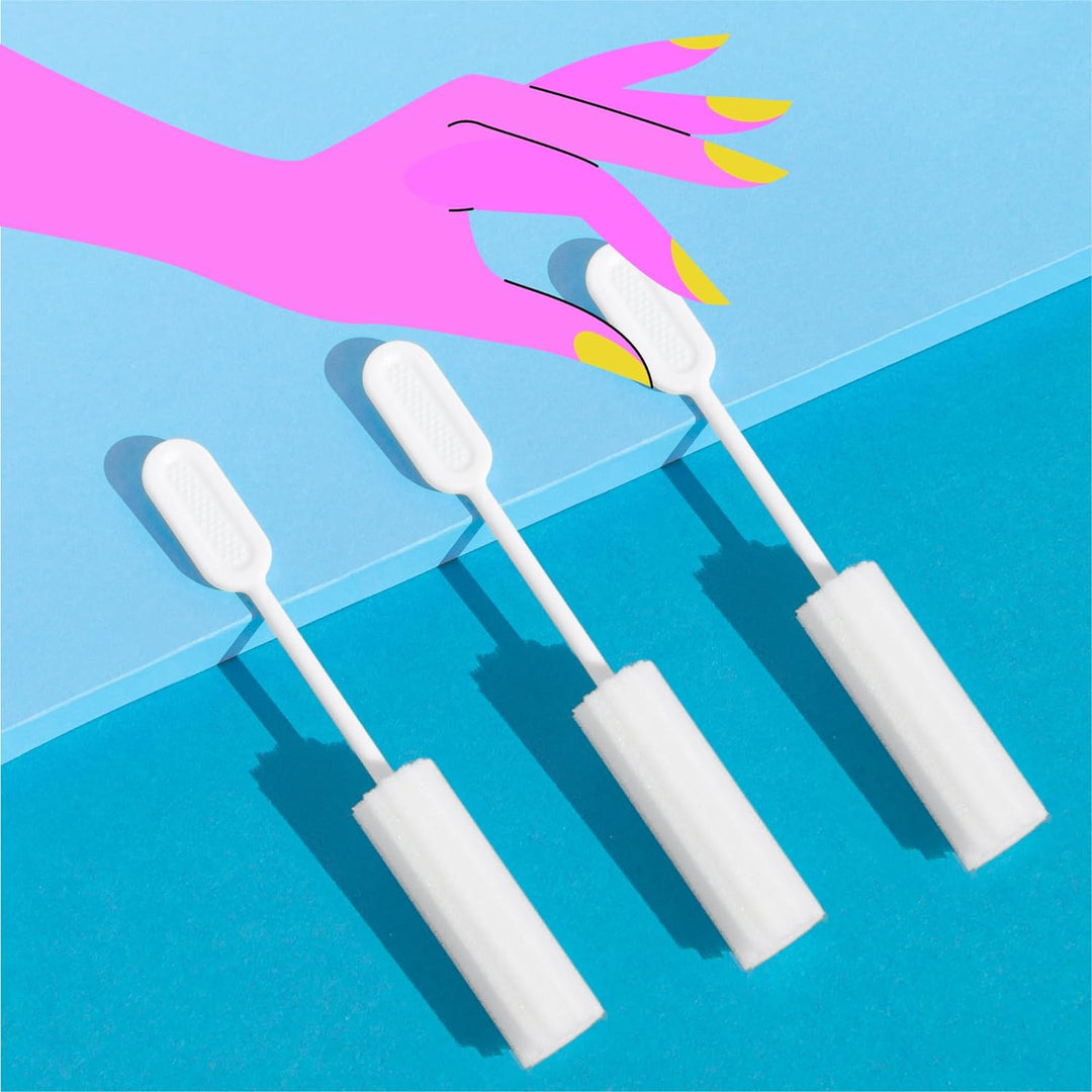 Berkland Swizzle Stick Absorbing Sponges for Women - Pack of 25 | Ultra-Absorbent with Long Handle &amp; Easy Grip | Individually Packaged