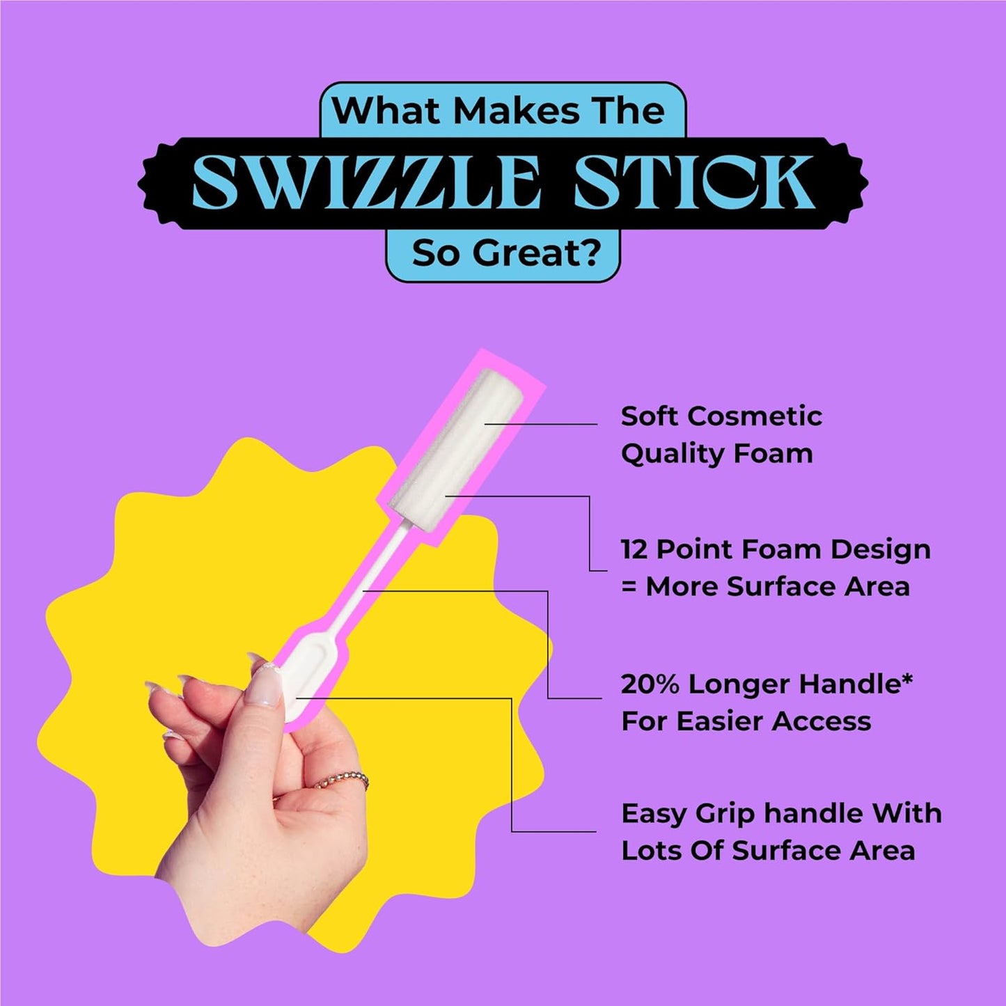 Berkland Swizzle Stick Absorbing Sponges for Women - Pack of 25 | Ultra-Absorbent with Long Handle & Easy Grip | Individually Packaged