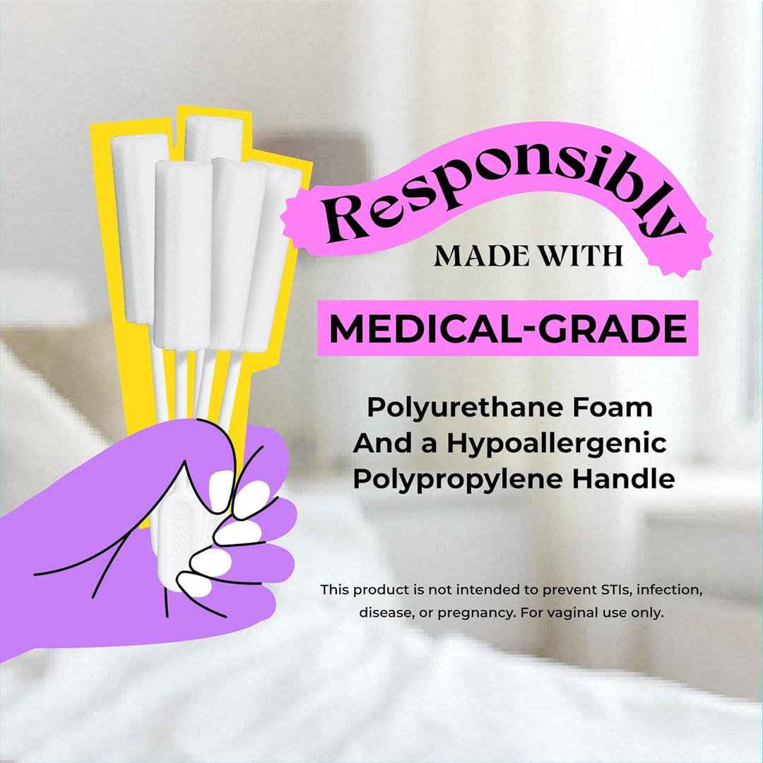 Berkland Swizzle Stick Absorbing Sponges for Women - Pack of 25 | Ultra-Absorbent with Long Handle &amp; Easy Grip | Individually Packaged