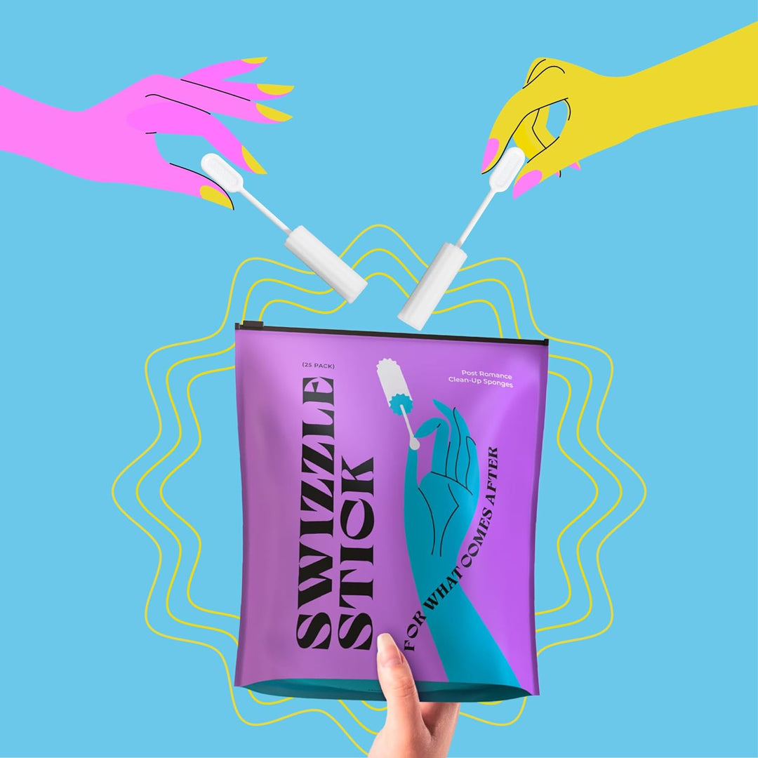 Berkland Swizzle Stick Absorbing Sponges for Women - Pack of 25 | Ultra-Absorbent with Long Handle &amp; Easy Grip | Individually Packaged