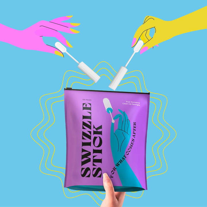 Berkland Swizzle Stick Absorbing Sponges for Women - Pack of 25 | Ultra-Absorbent with Long Handle &amp; Easy Grip | Individually Packaged