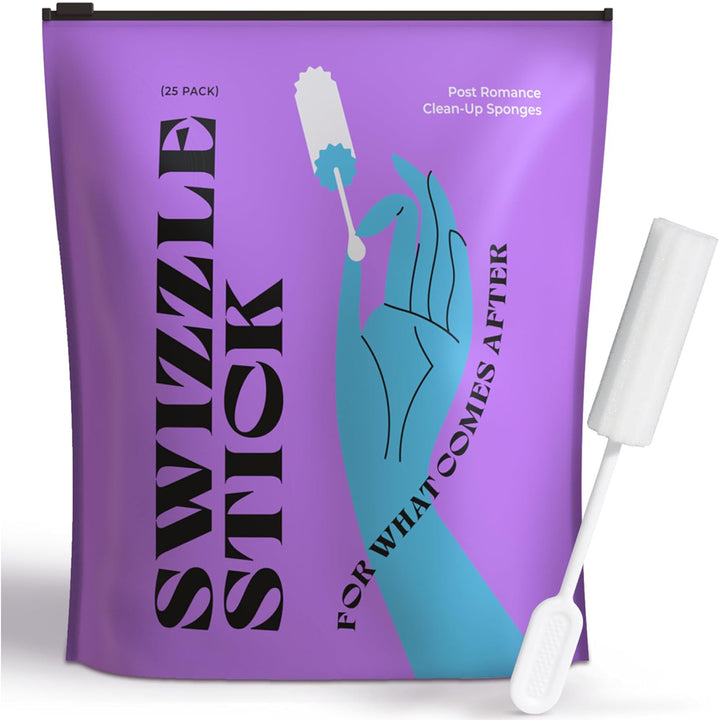 Berkland Swizzle Stick Absorbing Sponges for Women - Pack of 25 | Ultra-Absorbent with Long Handle &amp; Easy Grip | Individually Packaged