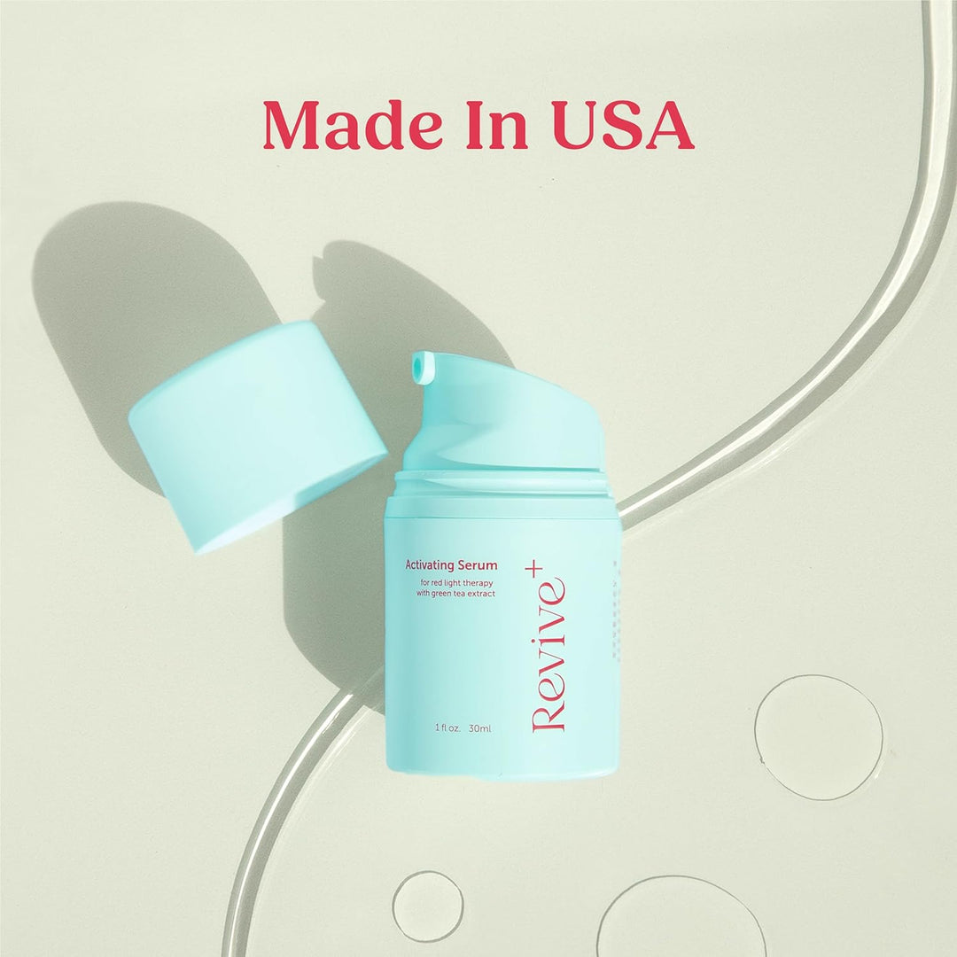 Berkland Red Light Therapy Activation Serum - Hydrating Face Serum with Green Tea &amp; Hyaluronic Acid - Reduce Wrinkles, Amplify Effects - 1oz