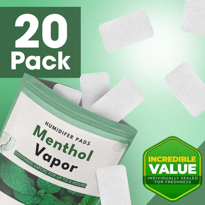 Berkland Menthol Eucalyptus Menthol Vapor Pads (20 Pack) - Universal Replacement for VKS, Crane, and More - Natural Waterless Vaporizer Pads for Cold and Flu Relief