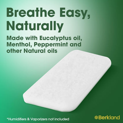 Berkland Extra Strenght Menthol Eucalyptus Vapor Pads [20 Pack] - Universal Replacement for VKS, Crane, and More - Natural Waterless Vaporizer Pads for Cold and Flu Relief