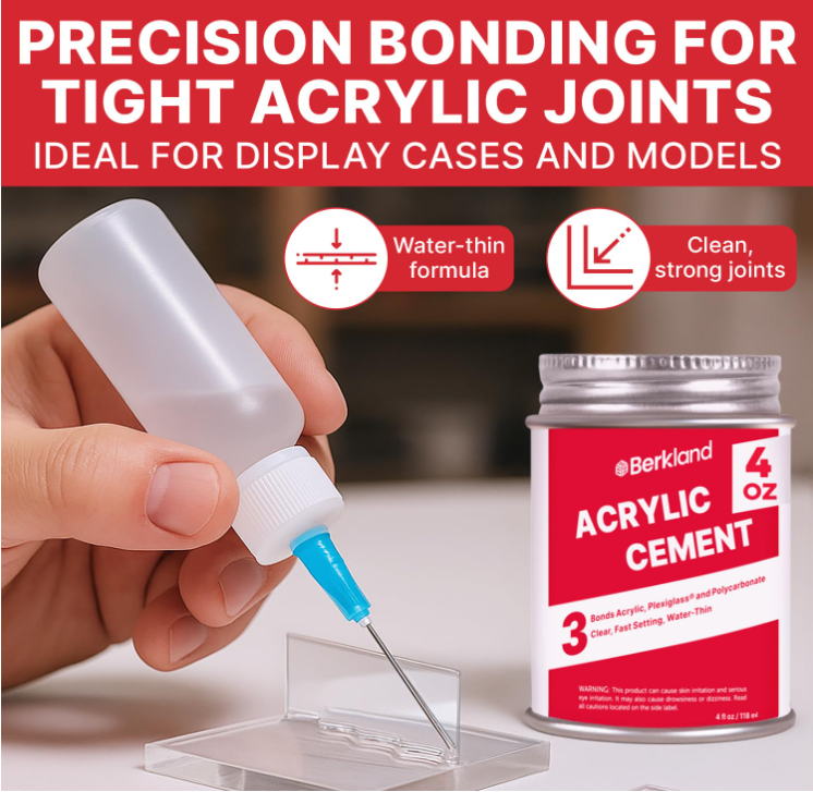 Acrylic Bonding Cement - Clear Glue for Plexiglass, 4 oz